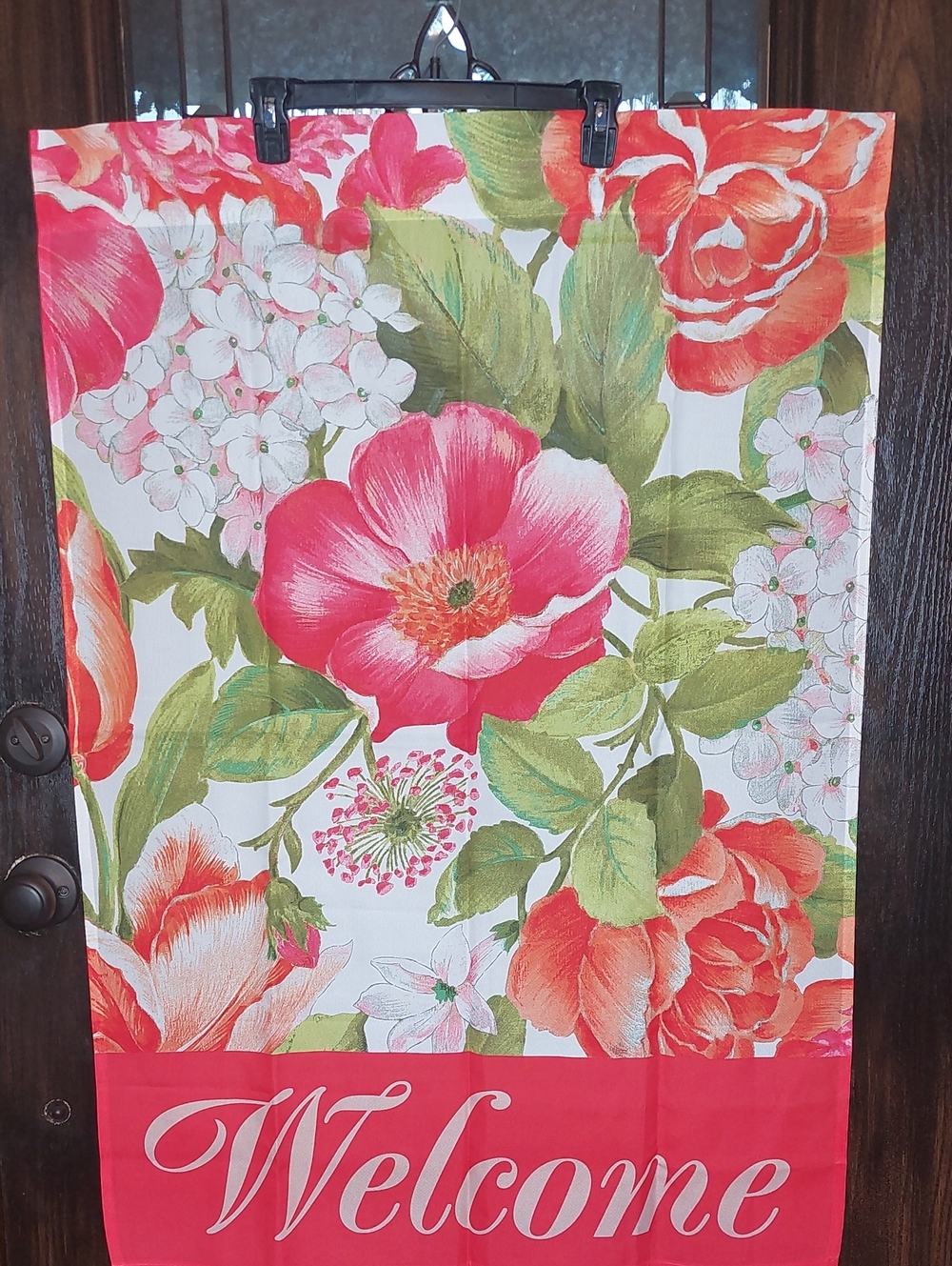 Welcome Floral Outdoor Flag 3 X 5 l - Pink & Green